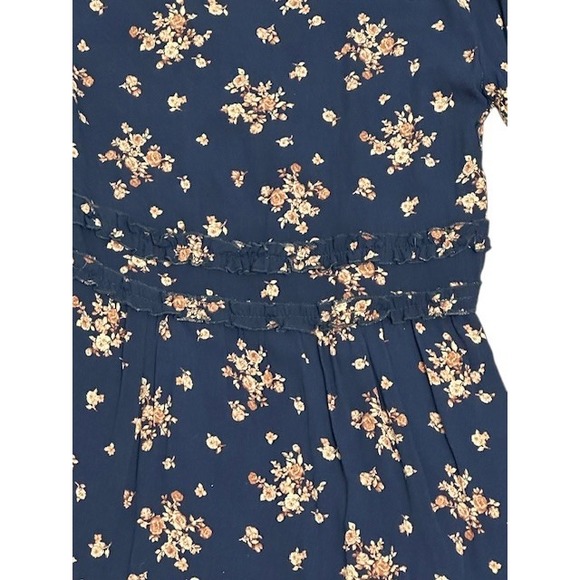 NWT ALTAR'D State‎ Pyper Navy Floral Ruffle V Neck Long Sleeve Mini Dress Medium - Picture 14 of 15